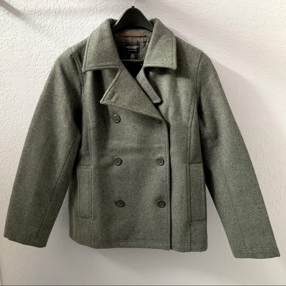 American Eagle Double Breasted Gray Peacoat